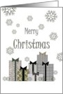 Christmas Black and White Presents and Snowflakes card