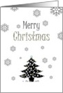 Christmas Tree and Snowflakes Black and White card