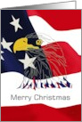 Deployed Military Personnel Eagle and Old Glory Christmas card