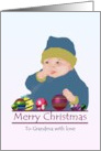 Christmas Greeting from Baby Grandchild to Grandmother card