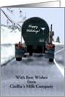 Custom Happy Holidays Greeting From Milk Company Milk Truck on Road card