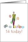 14th Birthday Model And Balloons card