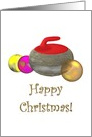 Curling Themed Christmas, Curling Stone and Colorful Baubles card