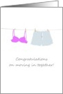 Congratulations Moving In Together Bra Boxer Shorts On Washing Line card