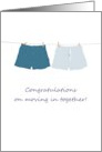 Congratulations Moving In Together Boxer Shorts On Washing Line card