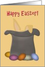 Easter Bunny in a Hat with Colorful Eggs card
