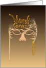 Mardi Gras, A yellow and rose gold mask card