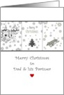 Christmas Greeting for Dad and Partner Baubles Holiday Tree Toboggan card