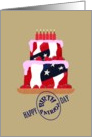 Birthday on Patriot Day, Red white and blue cake card