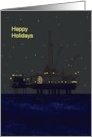 Offshore Christmas Happy Holidays Tree on Oil Rig in the High Seas card