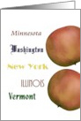 Vermont Illinois New York Washington Minnesota Apple State Fruit card