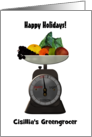 Holiday from Greengrocer to Customers Fruits Vegetables on Scale card