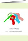 Congratulations on Arrival of New Baby Baby House Keys Teething Ring card