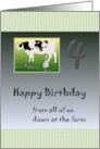 4th Birthday Greeting From Farm Animals Ducks And Cow card