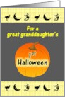 Great Granddaughter’s First Halloween Pumpkin Witch Black Cat Moon card