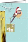 Chirpy Christmas Greeting A Yummy Present Bird Sitting On Wire card