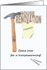 Housewarming invitation, Renovated house, hammer and nails card