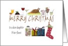 Christmas Greeting for Daughter and Fiance Food Drinks Stocking Gifts card