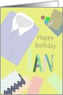 Birthday for Ian Shirt Fabrics and Buttons card