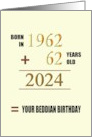 Beddian Birthday In 2024 Born 1962 62 Years Old Adding up Numbers card