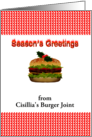 Holly on Top of Cheeseburger Burger Joint to Customers Christmas card