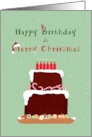 Birthday On Christmas Day Snow Covered Chocolate Cake card