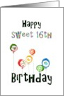 Sweet 16th Birthday Rock Candy Balloons card