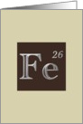 Chemical symbol for iron Fe26 card