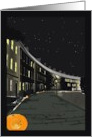 Glowing Pumpkins on Pavement of Dark and Eerie Street Halloween card