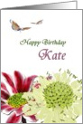 Birthday for Kate, Flowers and butterflies card