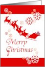 Christmas Santa and His Sleigh Reindeers Snowflakes and Candy Cane card