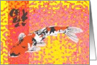 Swimming Koi Fish Chinese Character For Luck Chinese New Year card