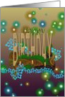 Birthday Abstract Shapes in Hues of Blues and Greens card