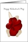 Valentine’s Day, Bunny hiding behind red hearts card