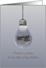 Christmas for Father of my Children Snow Scene Reflected on Light Bulb card