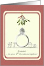 First Christmas Engaged Couple Bauble Engagement Ring Mistletoe card