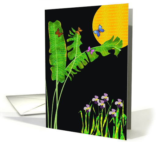 Butterflies Foliage Flora and Moon Blank card (1012003)