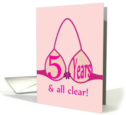 Pink party invite 5 years breast cancer survivor card (1012485)