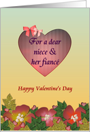 Valentine for Niece and Fiance Red Hearts Ribbon Bows and Flowers card