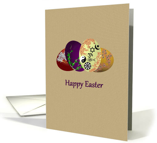 Interfaith Easter Colorful Easter Eggs with Interfaith Symbols card