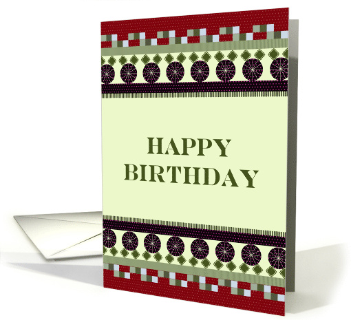 Birthday Geometric Borders In Dark Purple And Red card (1032877)