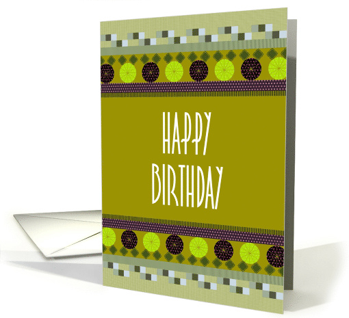 Birthday Geometric Borders In Green And Purple card (1032881)
