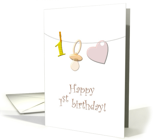1st Birthday Pacifier Heart and Number 1 card (1035297)