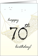 70th Birthday Greeting Relaxing in Hammock card