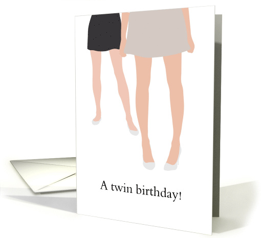 Birthday Twin Girls Sisters Standing Next to Each Other card (1040153)