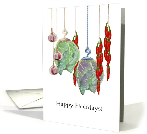 Happy Holidays From Greengrocer Vegetable Ornaments card (1040895)