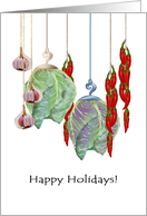 Happy Holidays From Greengrocer Vegetable Ornaments card