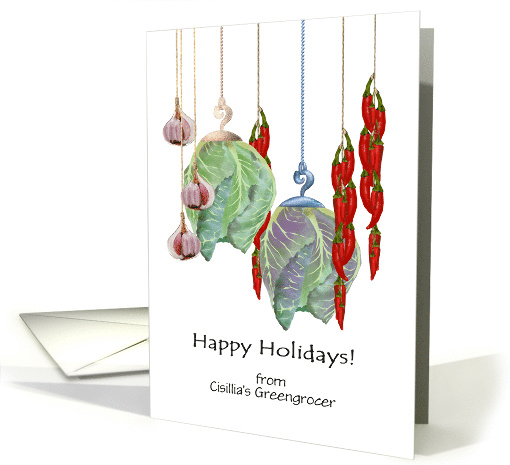 Custom Happy Holidays From Greengrocer Vegetable Ornaments card