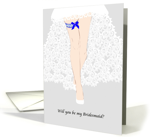 Be My Bridesmaid Blue Bridal Garter on Bride card (1042229)