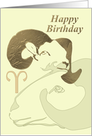 Aries Birthday Zodiac Sign Ram card